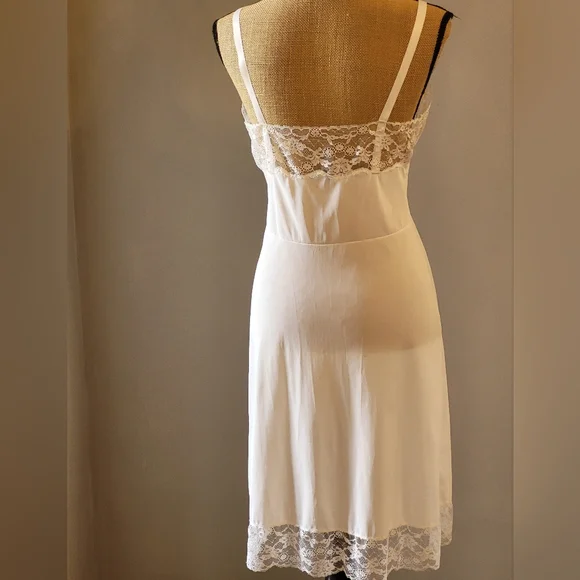Best & Co Vintage 50s White Nylon And Lace Full Slip Medium - Picture 5 of 6